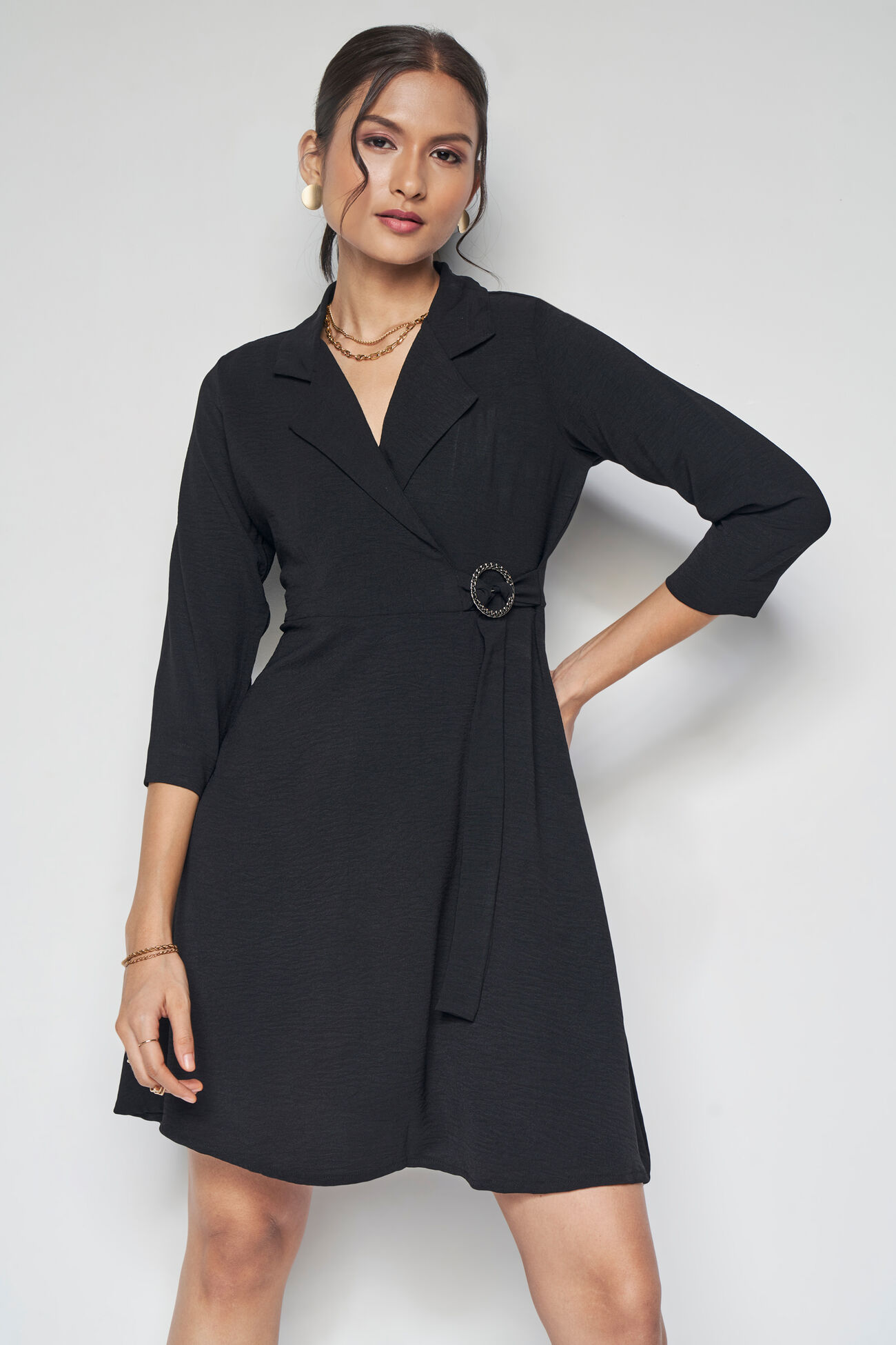 Clara Flared Dress, Black, image 1